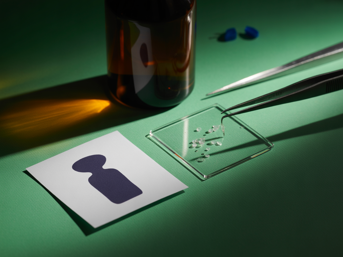 Beverages product safety sample beside lab tools and a microscope slide.
